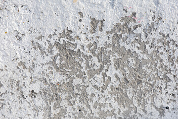 Vintage aged white wall with texture showing effects of weather and time. Background photo. Copy Space 