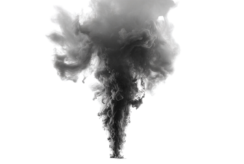 Abstract black smoke column isolated on transparent background for design element, creating a dramatic and mysterious atmosphere with its flowing shape
