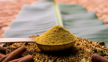 Measuring Asafoetida on Banana Leaf