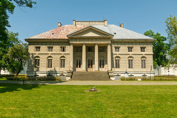The palace and park complex in Mlochow in Mlochow, Poland