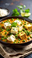 Creamy curry with paneer and peas