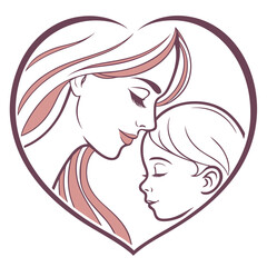 A loving mother and child embrace within a heart shape, symbolizing the unbreakable bond of family and the tender care between them