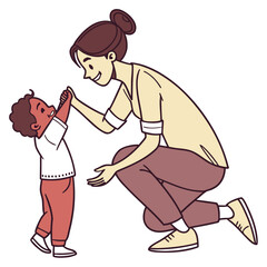 A mother and child share a joyful highfive, symbolizing love, support, and the celebration of achievements within the family