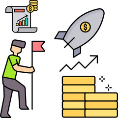 Obraz premium Product Launch Illustration – New Product Introduction and Marketing