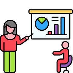 Business Presentation Illustration – Professional Meeting and Pitch