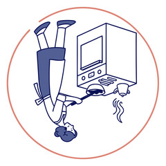 Woman cooking in the kitchen, a modern and minimalist illustration isolated on white background