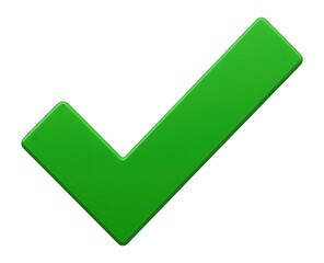 Green check mark, tick symbols, checklist signs, and approval badge in a flat modern design.