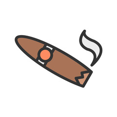 Lit Cigar icon vector image. Suitable for mobile apps, web apps and print media.