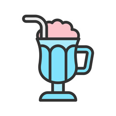 Strawberry Milkshake icon vector image. Suitable for mobile apps, web apps and print media.