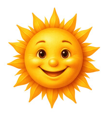 Smiling sun with a cute expression for a sticker.