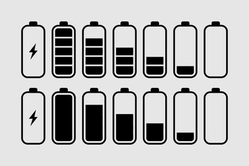 set of battery charge status icons