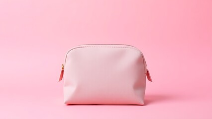 A stylish makeup bag displayed on a pink background, emphasizing elegance and organization.