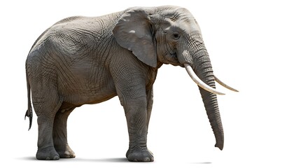 Obraz premium Majestic African Elephant Isolated on White Background