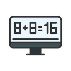 Math in Computer icon vector image. Suitable for mobile apps, web apps and print media.