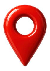 Bright red glossy 3D map location pin icon.