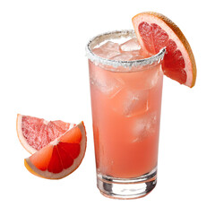 Refreshing Grapefruit Cocktail with Ice and Citrus Slice