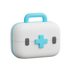 Fototapeta premium Stylized 3D First Aid Kit Icon - Essential Healthcare and Emergency Medical Supplies Box on White Background
