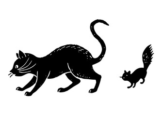 Cat with Mouse Silhouette SVG | Funny Cat Scene Vector Clipart for Cricut and Crafts
