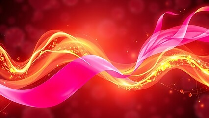 A pink ribbon transforming into a golden energy wave against a cellular background, symbolizing dynamic change.