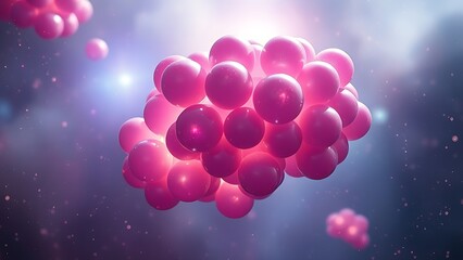 Iridescent grape-like celestial bodies float in cosmic dust, emitting strange light.