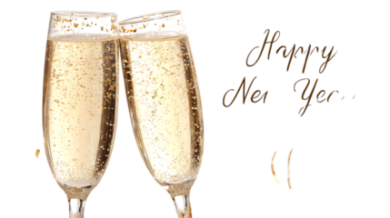 two glasses of champagne isolated on white background