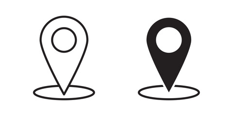 Map location pin icon. Map pin location sign icon vector illustration, black location pin marker symbol vector