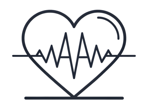 Heartbeat line art icon isolated on a transparent background pulse - Powered by Adobe