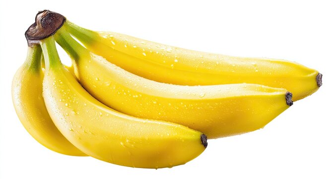 Fresh bananas with water droplets