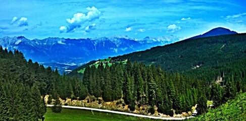 Austrian Alps - panoramic view of the Stubai Alps from the Koppeneck