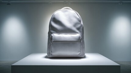 Light gray backpack display platform