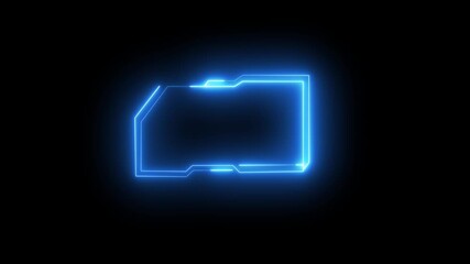 Glowing neon HUD graphics around the edges for use in movies, Technological blue color HUD template callout. Motion graphics of hud callout icon and black background with 4k motion video - Powered by Adobe