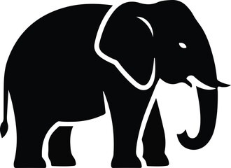 black elephant silhouette isolated on white background symbol for wildlife conservation and animal design