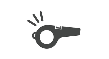 A gray whistle with sound waves isolated on white background, signaling attention