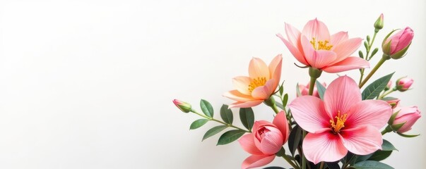 Naklejka premium Elegant flower bouquet, pristine white background, close-up, romantic, event