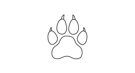 Paw print illustration isolated on white background representing animal tracks