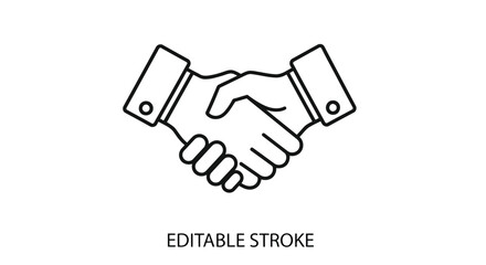 Handshake line icon representing business agreement isolated on white background