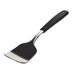 Silver Spatula with Black Handle Isolated on a Transparent Background Kitchen Tool for Culinary Applications