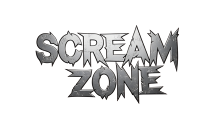 Unleash thrilling horror and intense excitement with the striking 'SCREAM ZONE' metallic logo design, perfect for entertainment branding.