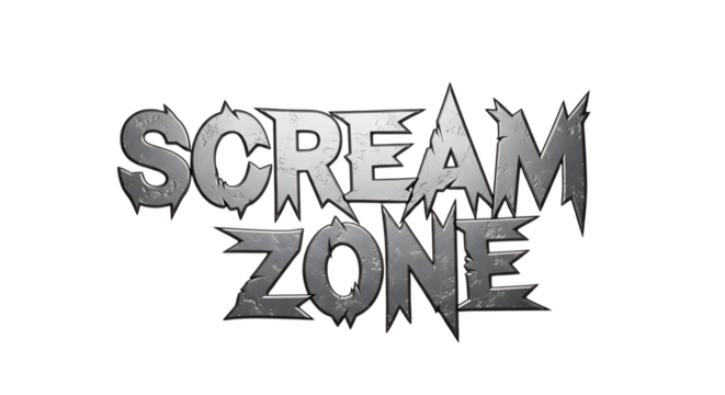 Unleash thrilling horror and intense excitement with the striking 'SCREAM ZONE' metallic logo design, perfect for entertainment branding.