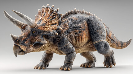 Triceratops dinosaur toy figure isolated on white
