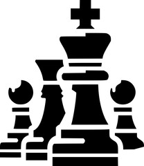 Minimalist black and white vector icon of chess. Clean, isolated, scalable, perfect for stickers, logos, or digital use.