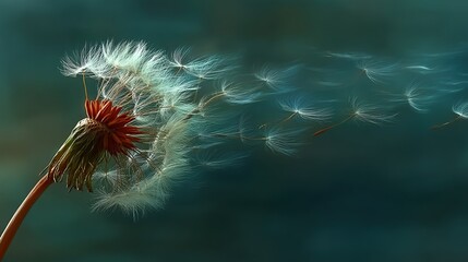  Dandelion Seed Dispers Floating in the Air, Symbolizing the Concept of Travel and the Start of New Journeys.