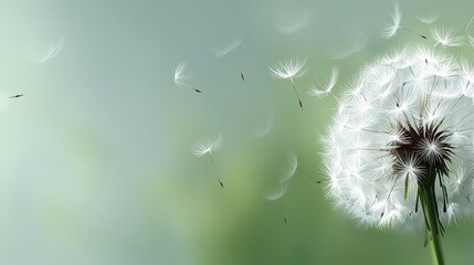 Dandelion Seed Dispersal in Nature, Symbolizing Journey, Graduation, and the Concept of New Beginnings.