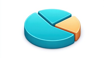 3D Pie Chart Graphic Representing Statistical Data Visualization, Ideal for Business, Science, and Financial Analysis.