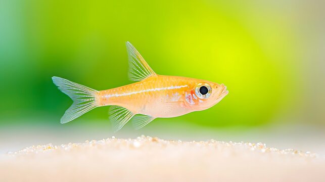 Bright orange glowfish swimming in a freshwater aquarium