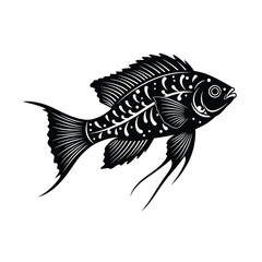 Black and white ornamental fish illustration