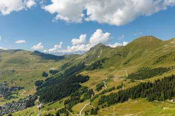 Landscape of Verbier in Switzerland during the summer season