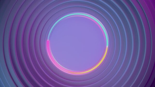  Seamless 4K loop of glowing neon rings in smooth gradients&mdash;a vibrant abstract background for motion graphics, intros, overlays, and presentations