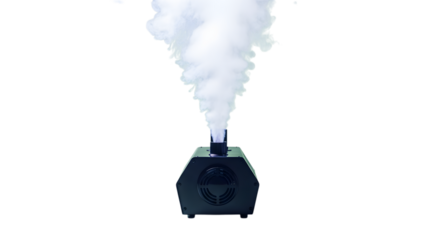 Dramatic atmospheric fog machine billowing dense white smoke creating a mystical, ethereal, or theatrical effect for events and performances.