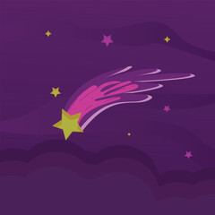 Whimsical Shooting Star in a Dreamy Night Sky